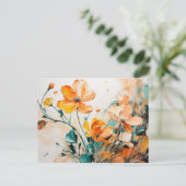 Whimsischer Frühling Floral Oil Acrylic Postkarte (Stehend Vorderseite)