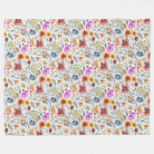 Whimsischer Frühling Wildblumen & Adorable Igel Fleecedecke (Vorderseite (Horizontal))