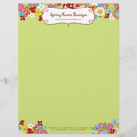 Whimsischer Frühlingsblumen Garten Custom Lethead Briefkopf (Vorderseite)