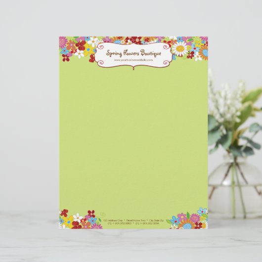 Whimsischer Frühlingsblumen Garten Custom Lethead Briefkopf (Stehend Vorderseite)