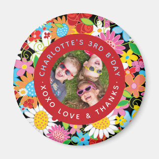 Whimsischer Frühlingsblumen Garten Geburtstagspart Magnet
