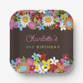 Whimsischer Frühlingsblumen Garten Geburtstagspart Pappteller (Vorderseite)