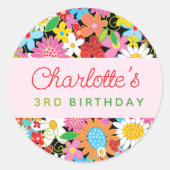 Whimsischer Frühlingsblumen Garten Geburtstagspart Runder Aufkleber (Vorderseite)