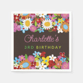Whimsischer Frühlingsblumen Garten Geburtstagspart Serviette (Vorderseite)