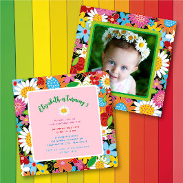 Whimsischer Frühlingsblumen Girl Birthday Party Fo Einladung
