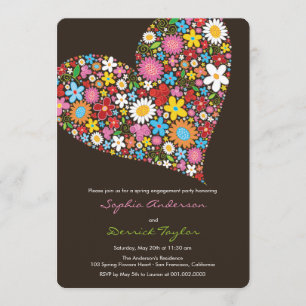 Whimsischer Frühlingsblumen Herzliche Verlobung Ei Einladung
