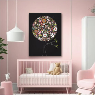 Whimsischer Frühlingsblumen Pop Tree Baby Kinderzi Leinwanddruck