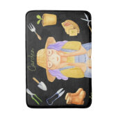 Whimsischer Garten Dame Wasserfarbe Kunst Badematte (Vorderseite Vertikal)