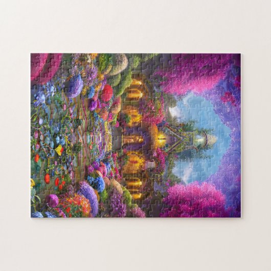 Whimsischer Garten gefüllt mit Blume Puzzle (Horizontal)