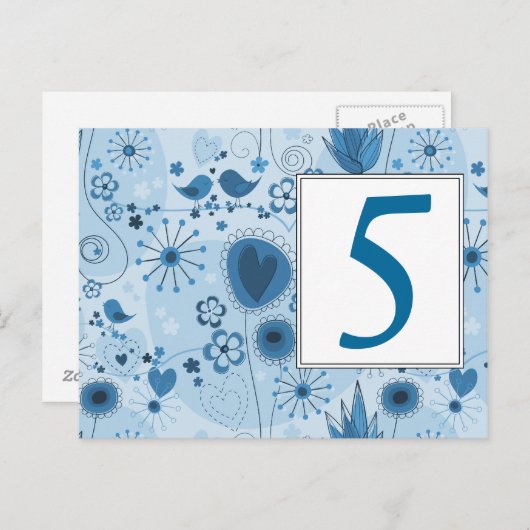 Whimsischer Garten in Blauer Tischnummer Postkarte (Vorne/Hinten)