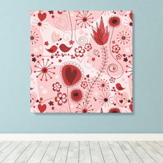 Whimsischer Garten in Rot Leinwanddruck (Insitu (Holzboden))