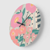 Whimsischer Garten Moderne Blumenmauer Große Wanduhr (Winkel)