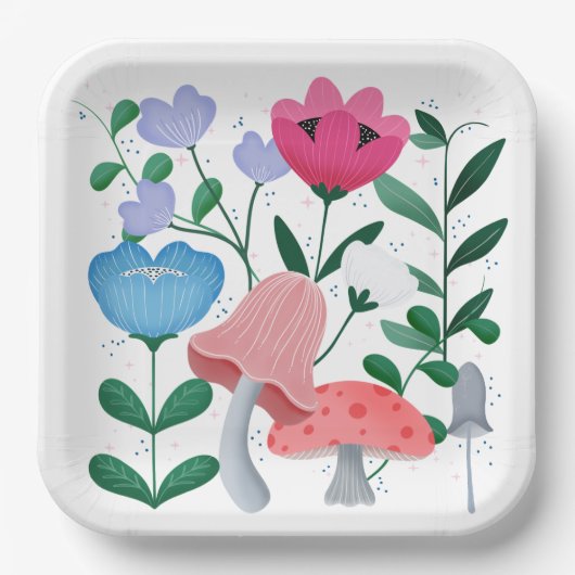 Whimsischer Garten Pappteller (Vorderseite)