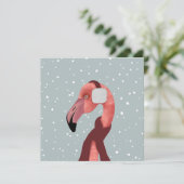 Whimsischer, gemütlicher Winter Flamingo mit Scarf (Stehend Vorderseite)