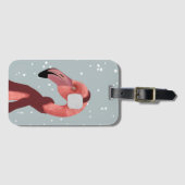 Whimsischer, gemütlicher Winter Flamingo mit Scarf Gepäckanhänger (Vorderseite (Horizontal))