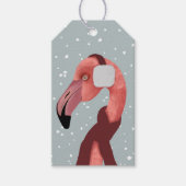 Whimsischer, gemütlicher Winter Flamingo mit Scarf Geschenkanhänger (Vorderseite)