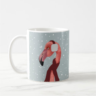 Whimsischer, gemütlicher Winter Flamingo mit Scarf Kaffeetasse