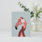Whimsischer, gemütlicher Winter Flamingo mit Scarf Postkarte (Stehend Vorderseite)