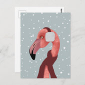 Whimsischer, gemütlicher Winter Flamingo mit Scarf Postkarte (Vorne/Hinten)
