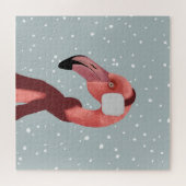 Whimsischer, gemütlicher Winter Flamingo mit Scarf Puzzle (Horizontal)