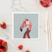 Whimsischer, gemütlicher Winter Flamingo mit Scarf Serviette (Beispiel)