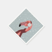 Whimsischer, gemütlicher Winter Flamingo mit Scarf Serviette (Ecke)