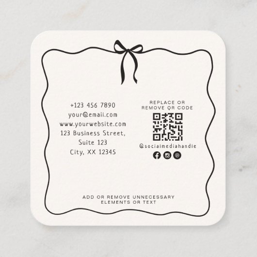 Whimsischer gerahmter Bogen, QR-Code-Ereignisplanu Quadratische Visitenkarte (Rückseite)