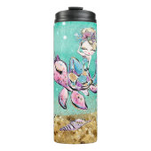 *~* Whimsischer Glitzer Meerjungfrau Meeresschildk Thermosbecher (Vorderseite)