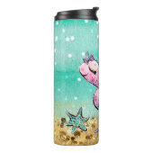 *~* Whimsischer Glitzer Meerjungfrau Meeresschildk Thermosbecher (Nach links gedreht)