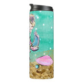 *~* Whimsischer Glitzer Meerjungfrau Meeresschildk Thermosbecher (Nach rechts gedreht)