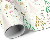 Whimsischer Glitzer Weihnachtsbaume Urlaub Geschenkpapier (Rolleneckpunkt)