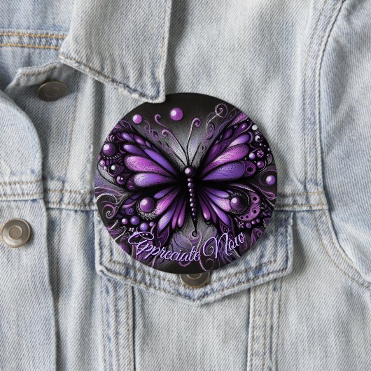 Whimsischer gotischer Schmetterling Lila Personali Button (Beispiel)