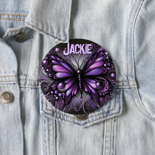 Whimsischer gotischer Schmetterling Lila Personali Button (Beispiel)