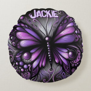 Whimsischer gotischer Schmetterling Lila Personali Rundes Kissen