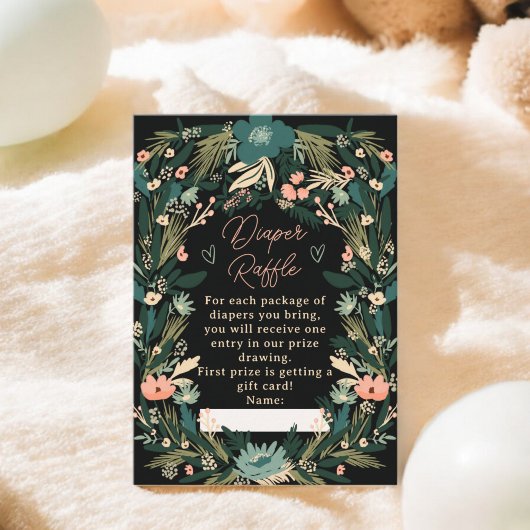 Whimsischer grüner Rosa Blumenspuler Babydusche Begleitkarte