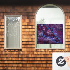 Whimsischer Halloween Bat Abstrakt Lila Blue Fensteraufkleber