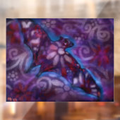 Whimsischer Halloween Bat Abstrakt Lila Blue Fensteraufkleber (Blatt 2)