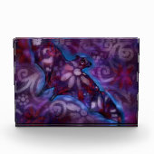 Whimsischer Halloween Bat Abstrakt Lila Blue Fotoblock (Vorderseite)