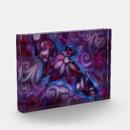 Whimsischer Halloween Bat Abstrakt Lila Blue Fotoblock