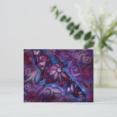 Whimsischer Halloween Bat Abstrakt Lila Blue Postkarte (Stehend Vorderseite)