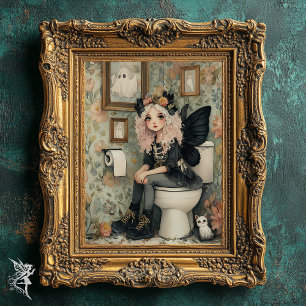 Whimsischer Halloween Fairy auf der Toilette mit G Poster