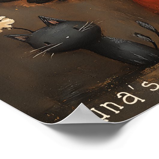 Whimsischer Halloween Fairy & Cats Personalisierte Poster (Ecke)