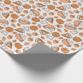 Whimsischer Halloween Fall Ghosts Pumpkin Pie Acor Geschenkpapier (Ecke)