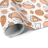 Whimsischer Halloween Fall Ghosts Pumpkin Pie Acor Geschenkpapier (Rolleneckpunkt)