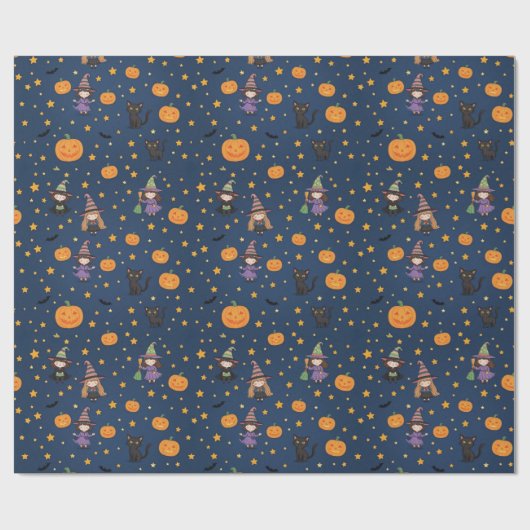 Whimsischer Halloween Katzenkatzer Hexengeschenk W Geschenkpapier (Flach)