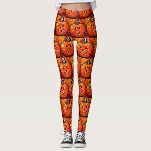 Whimsischer Halloween-Kürbislaterne Floral Orange Leggings