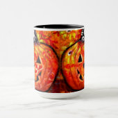 Whimsischer Halloween-Kürbislaterne Floral Orange Tasse (Zentrum)
