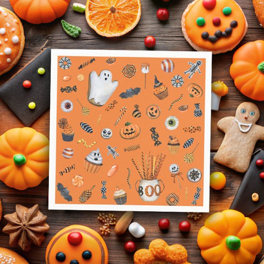 Whimsischer Halloween Pattern Kinderdusche Serviette
