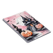 Whimsischer Halloween Pink Pumpkin und Spooky Mano Notizblock (Rechte Seite)