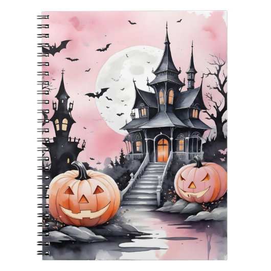 Whimsischer Halloween Pink Pumpkin und Spooky Mano Notizblock (Vorderseite)